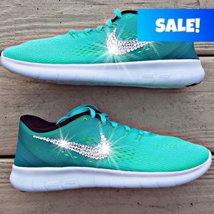 Swarovski Crystal Bling Nike Free RN Turquoise